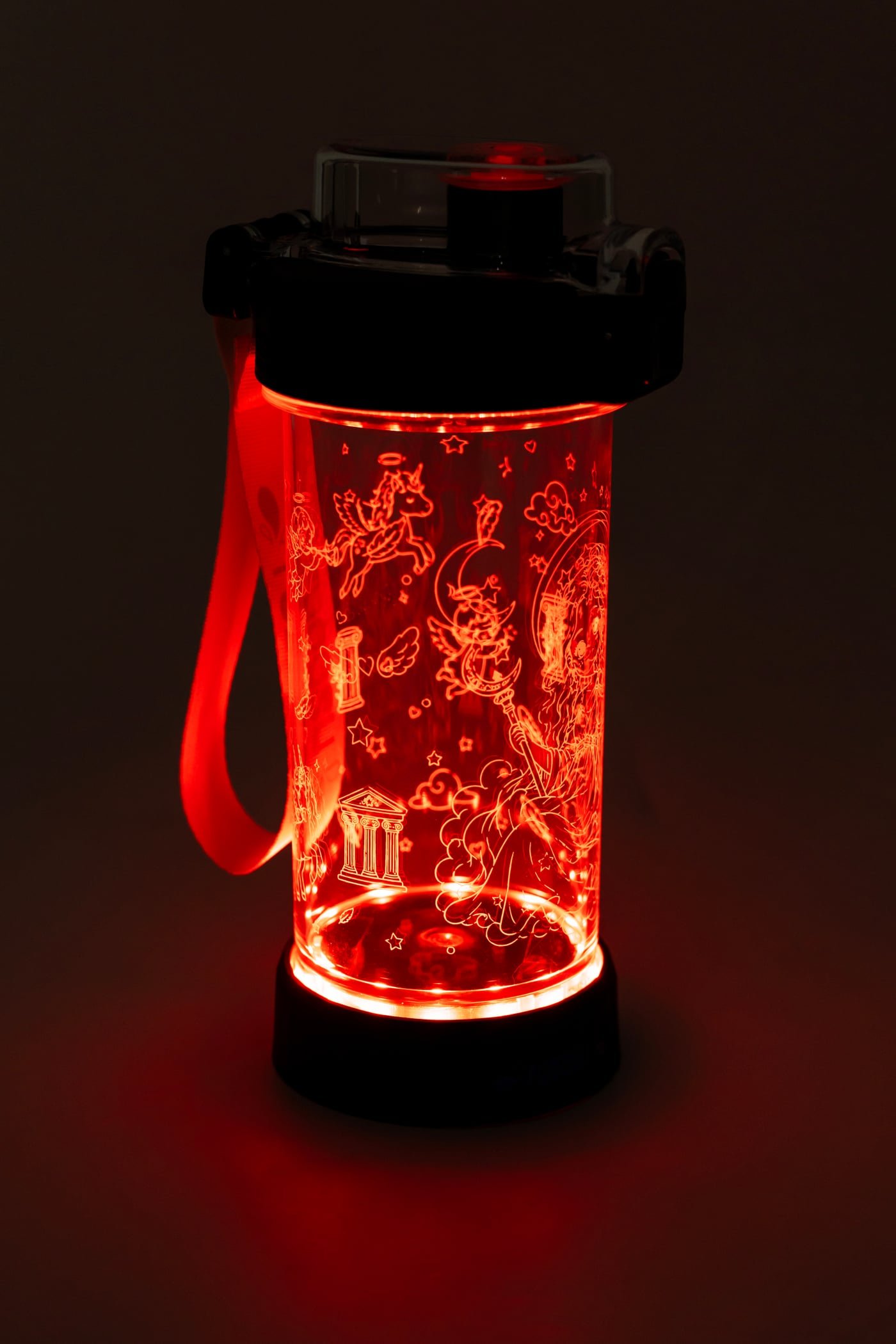 Princess and Magic bottle with its red LED light switched on